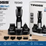 TIROSS TS1343 Golarka Męska 5w1 z 5 wymiennymi głowicami czarna