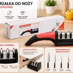 Ostrzałka do noży 3-stopniowa czarno-czerwona z ergonomiczną rączką
