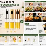 Butelka na olej ze spryskiwaczem 100 ml szklana srebrna/złota/miedź