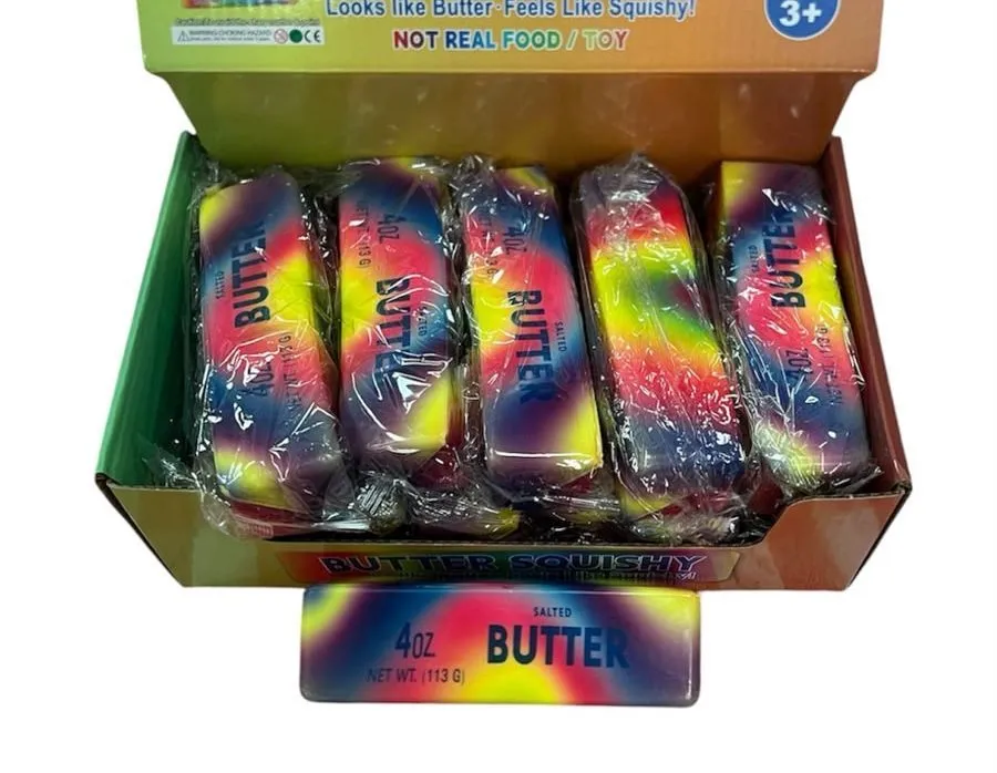 Butter Squishy zabawka imitująca kostkę masła 113 g kolorowa