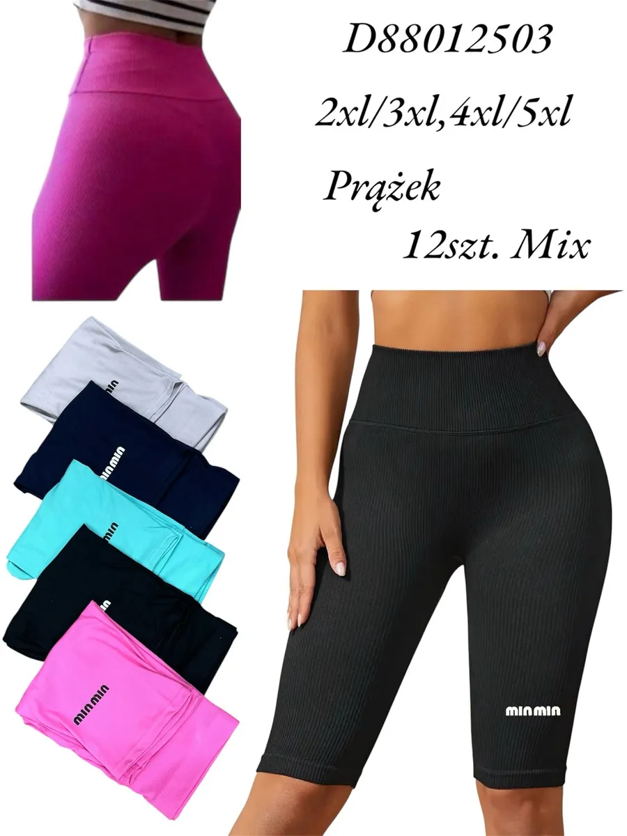 Legginsy damskie prążkowane 2XL-5XL mix kolorów