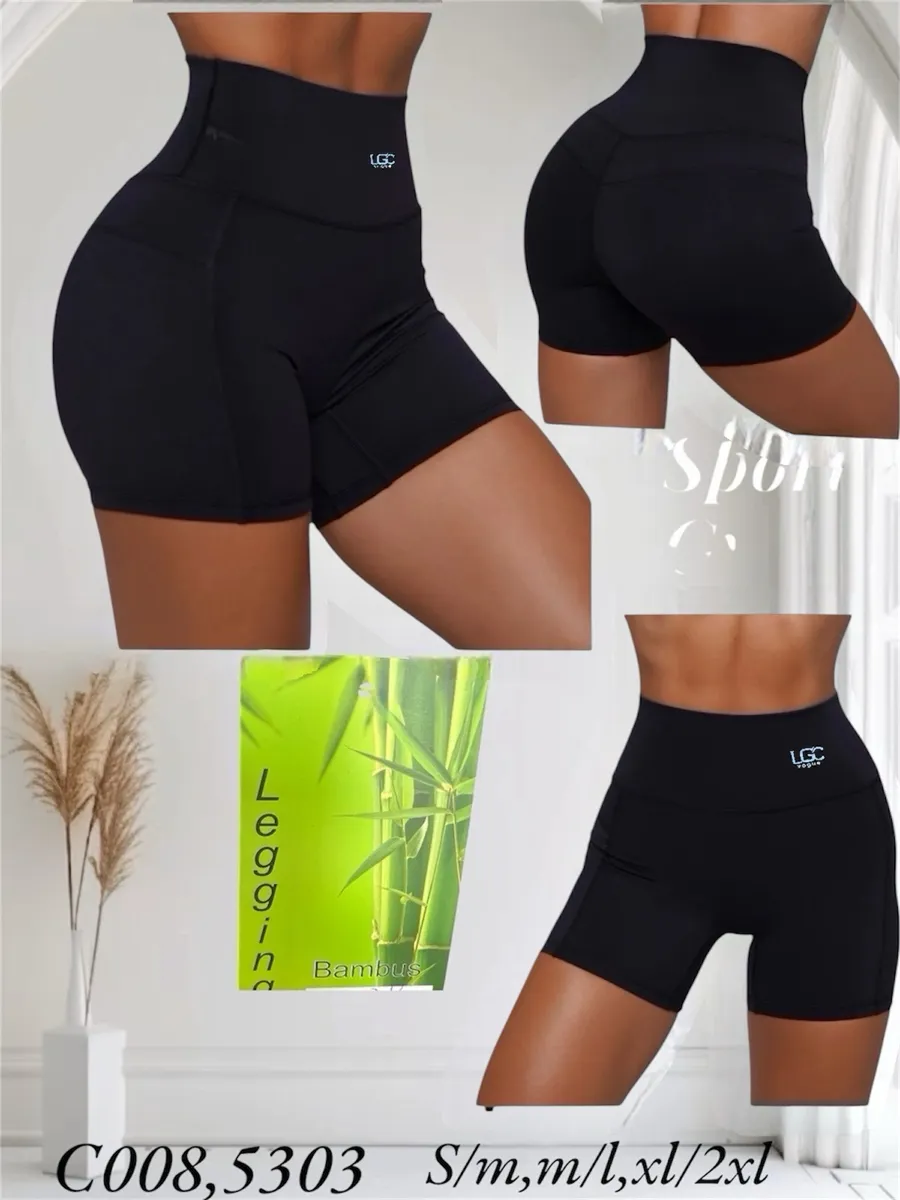 Legginsy sportowe czarne z wysokim stanem bambusowe