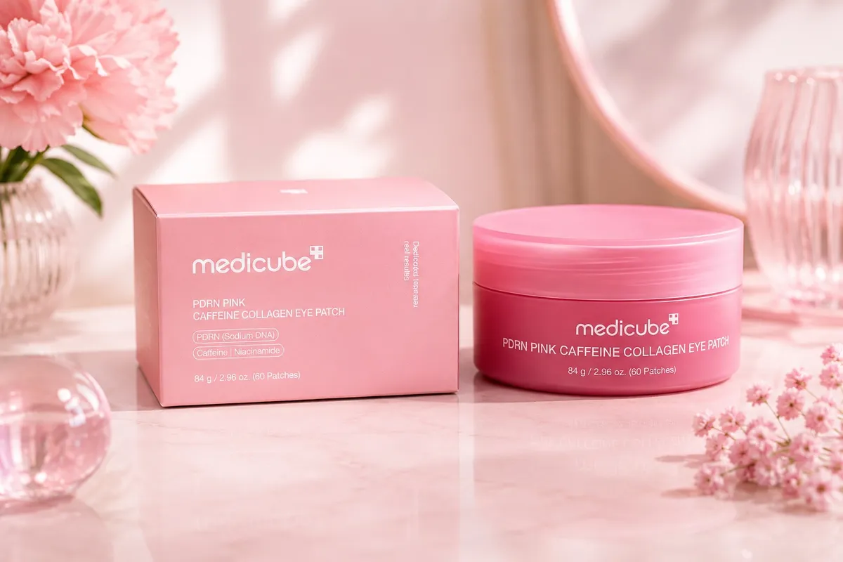 Medicube PDRN Pink Caffeine Collagen Eye Patch rozjaśniające plastry pod oczy