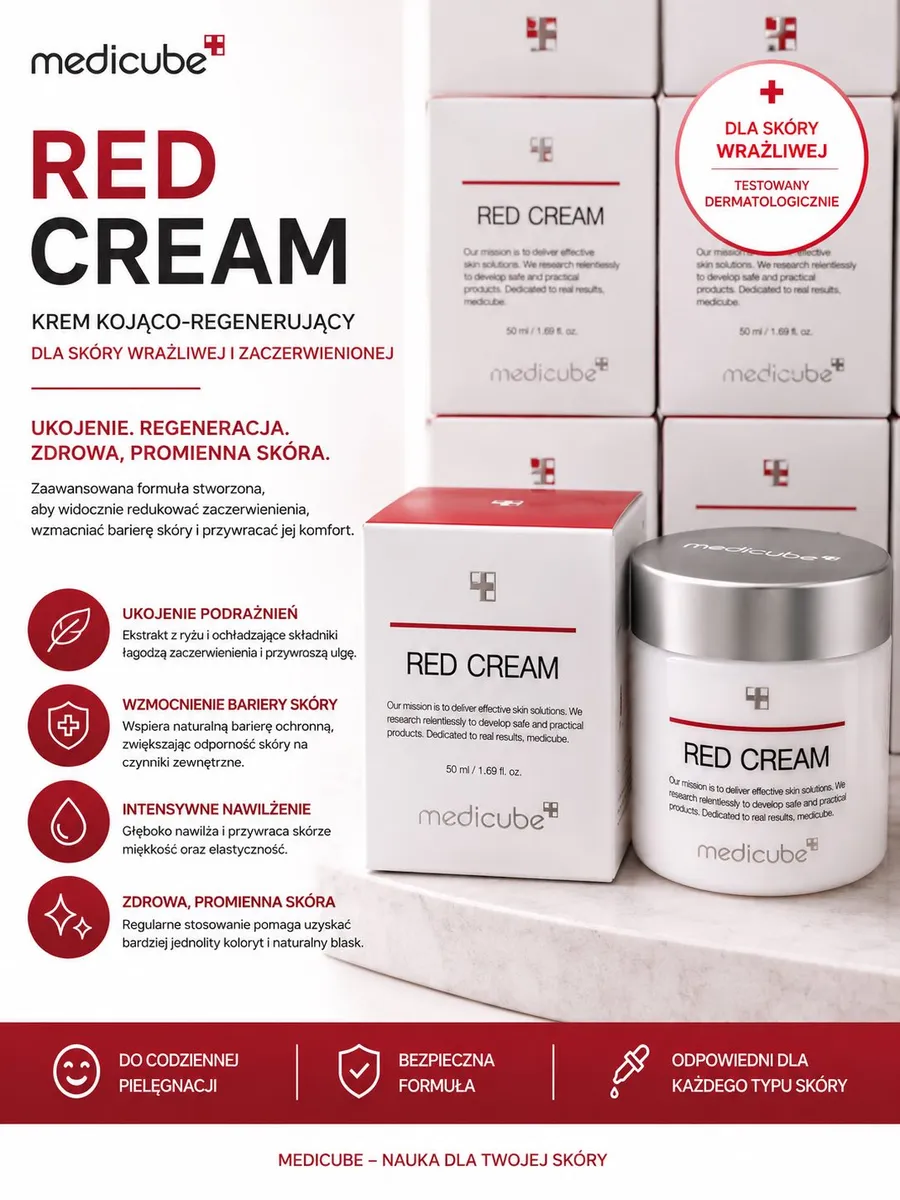 Medicube Red Cream 50 ml krem kojąco-regenerujący do skóry wrażliwej