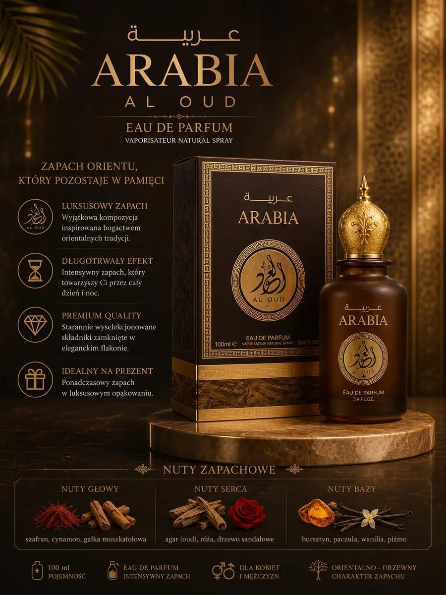 Arabia Al Oud Eau de Parfum 100ml orientalno-drzewny zapach unisex