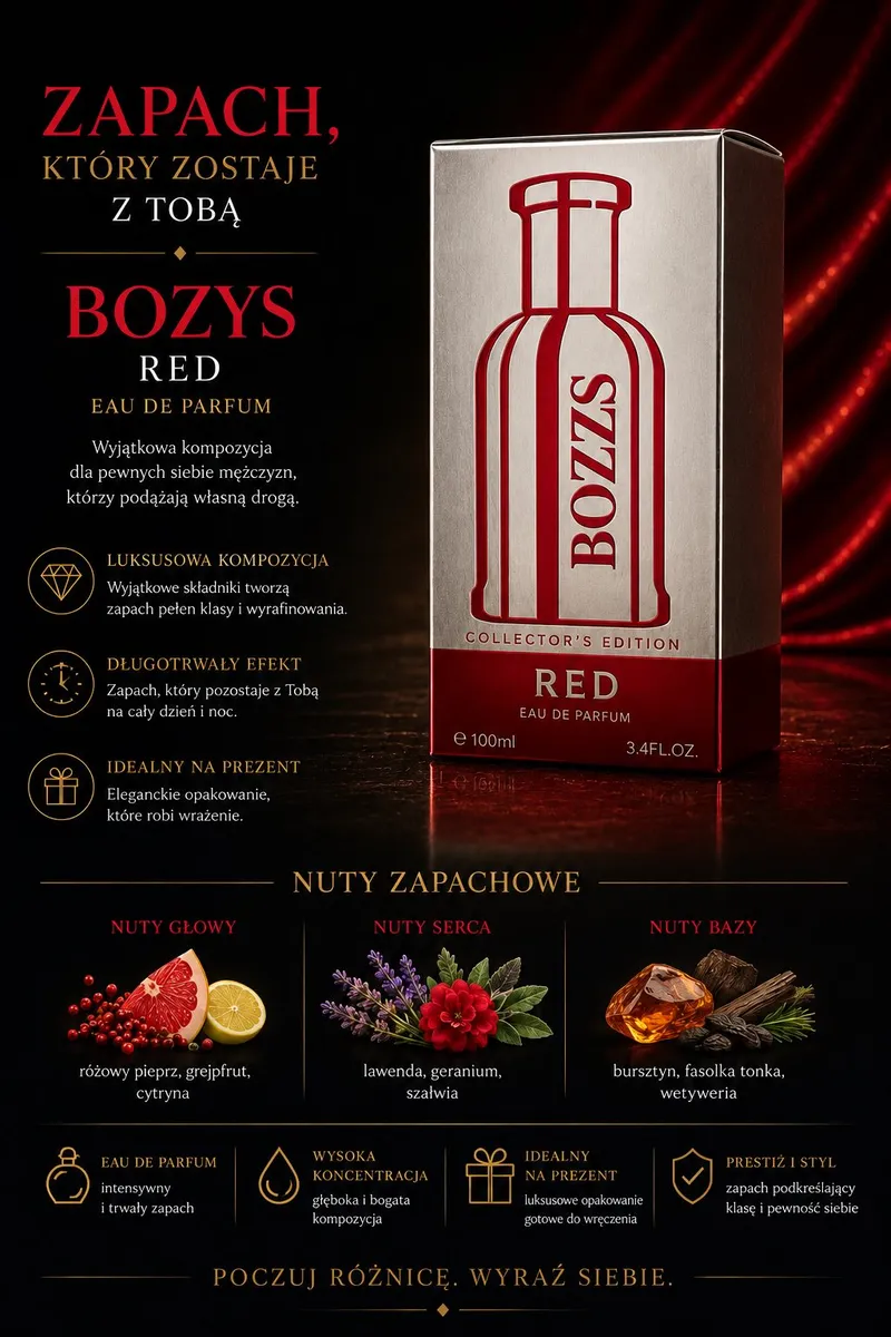 BOZYS RED Eau de Parfum 100ml męski zapach luksusowy