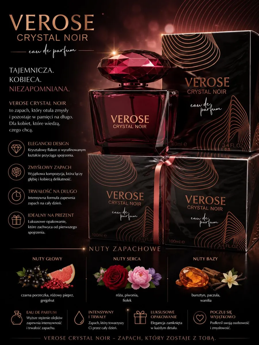 Verose Crystal Noir Eau de Parfum 100ml elegancki zapach damski