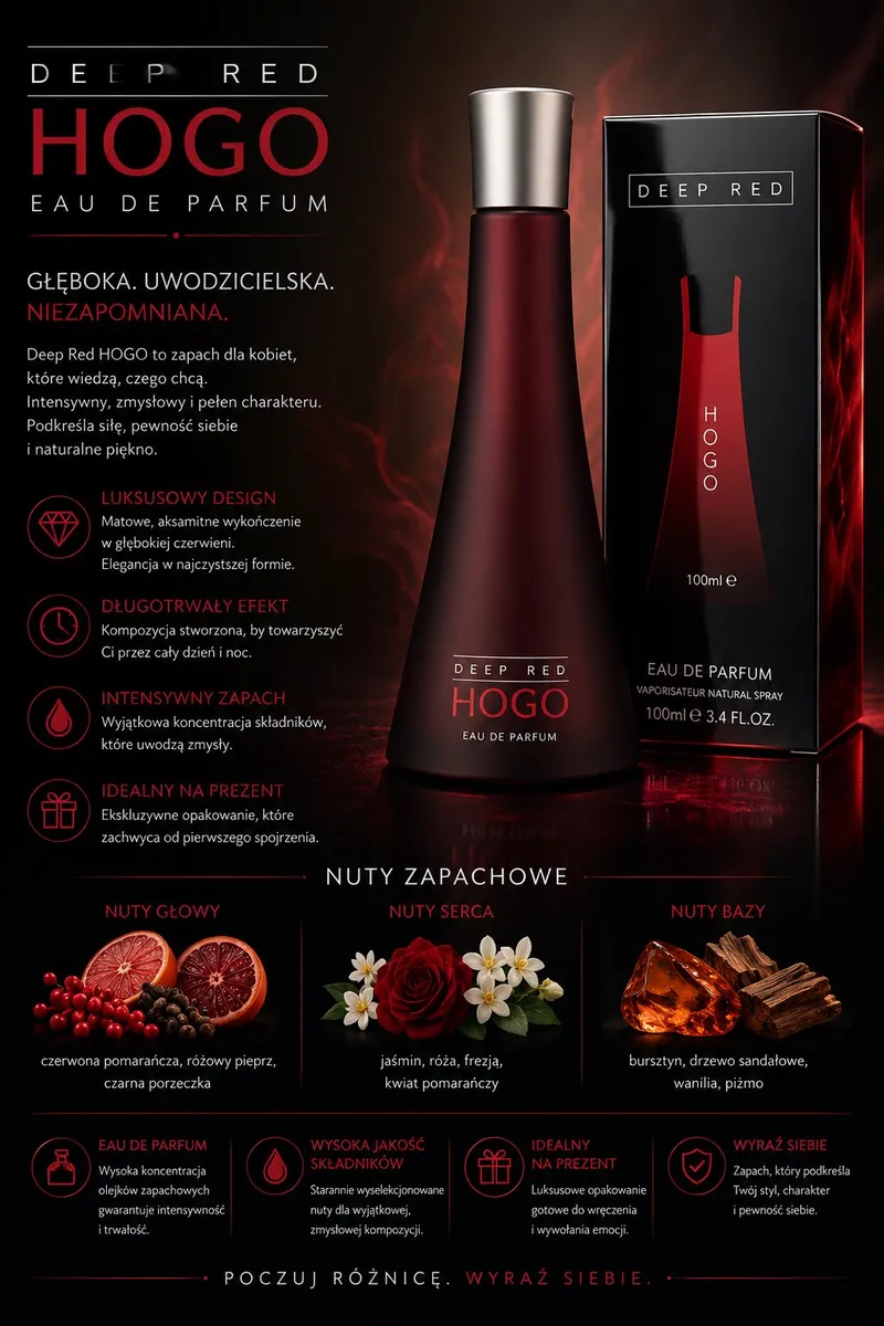 Deep Red HOGO Eau de Parfum 100ml intensywny zapach damski