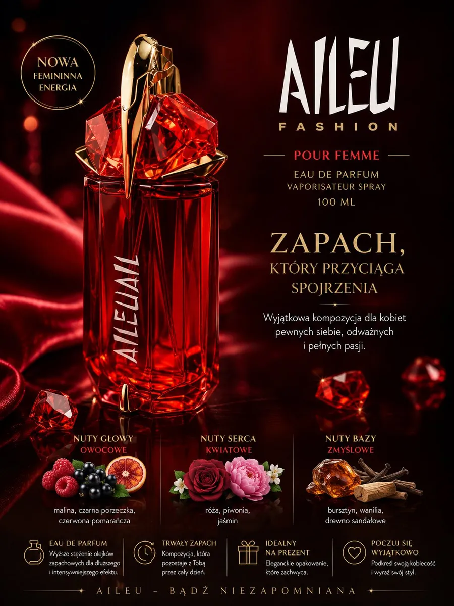 AILEU Fashion czerwony flakon perfum 100 ml dla kobiet