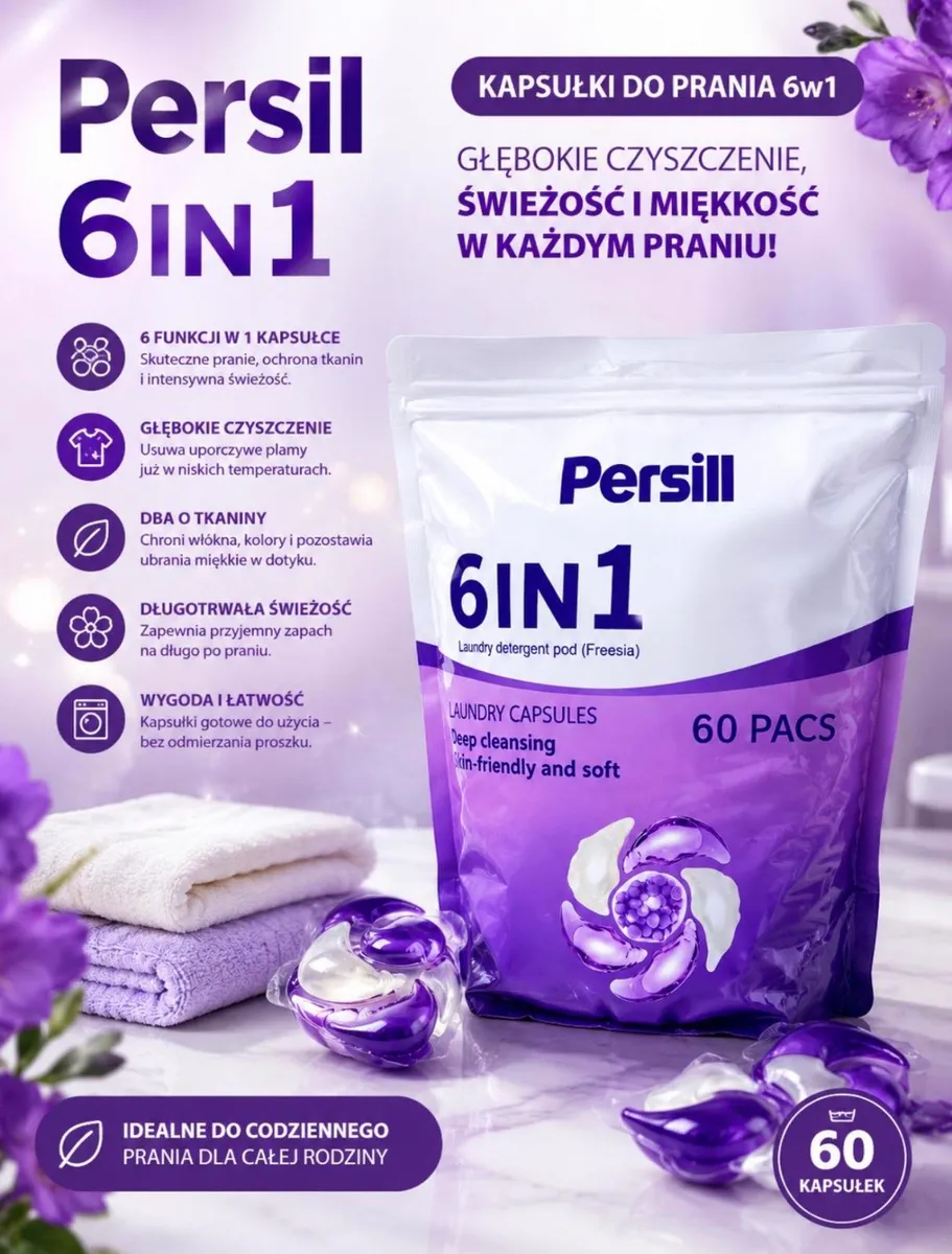 Persil 6w1 Kapsułki do prania o zapachu frezji 60 sztuk