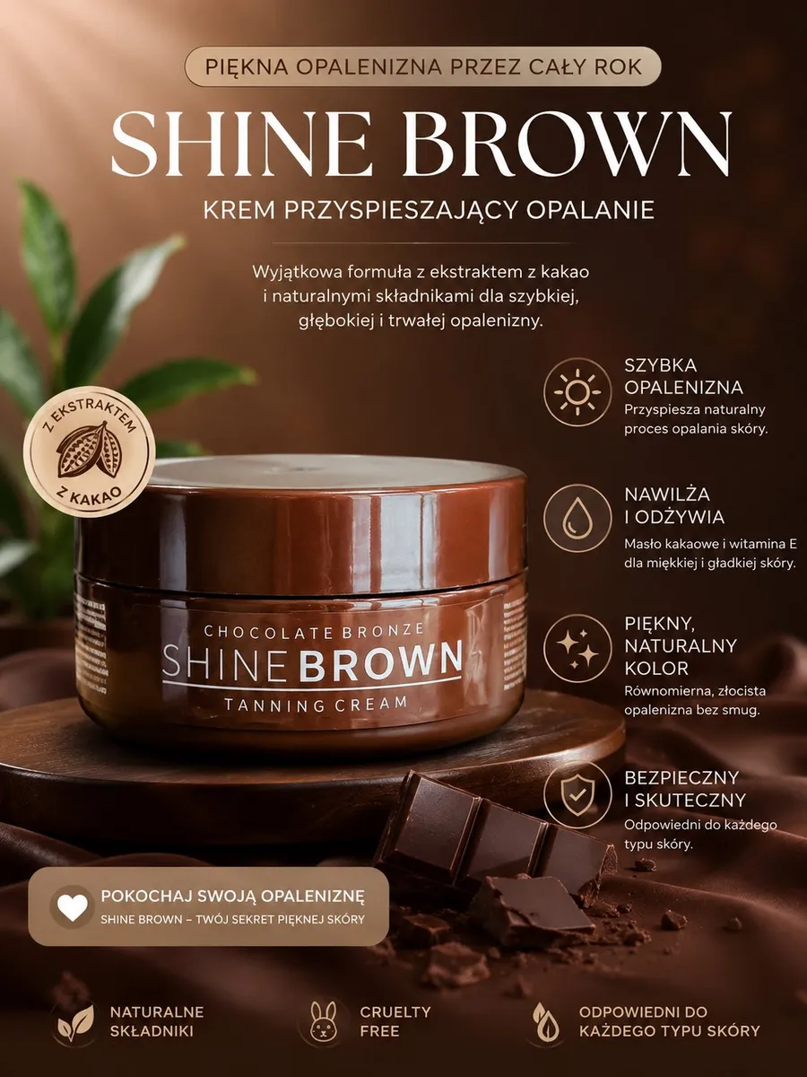 SHINE BROWN Chocolate Bronze krem przyspieszający opalanie 150 ml