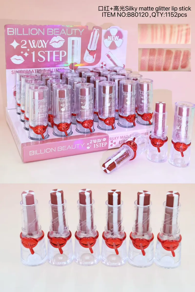 Billion Beauty Silky Matte Glitter pomadka do ust 2w1