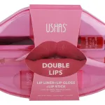 Ushas Double Lips zestaw do ust konturówka, błyszczyk, szminka