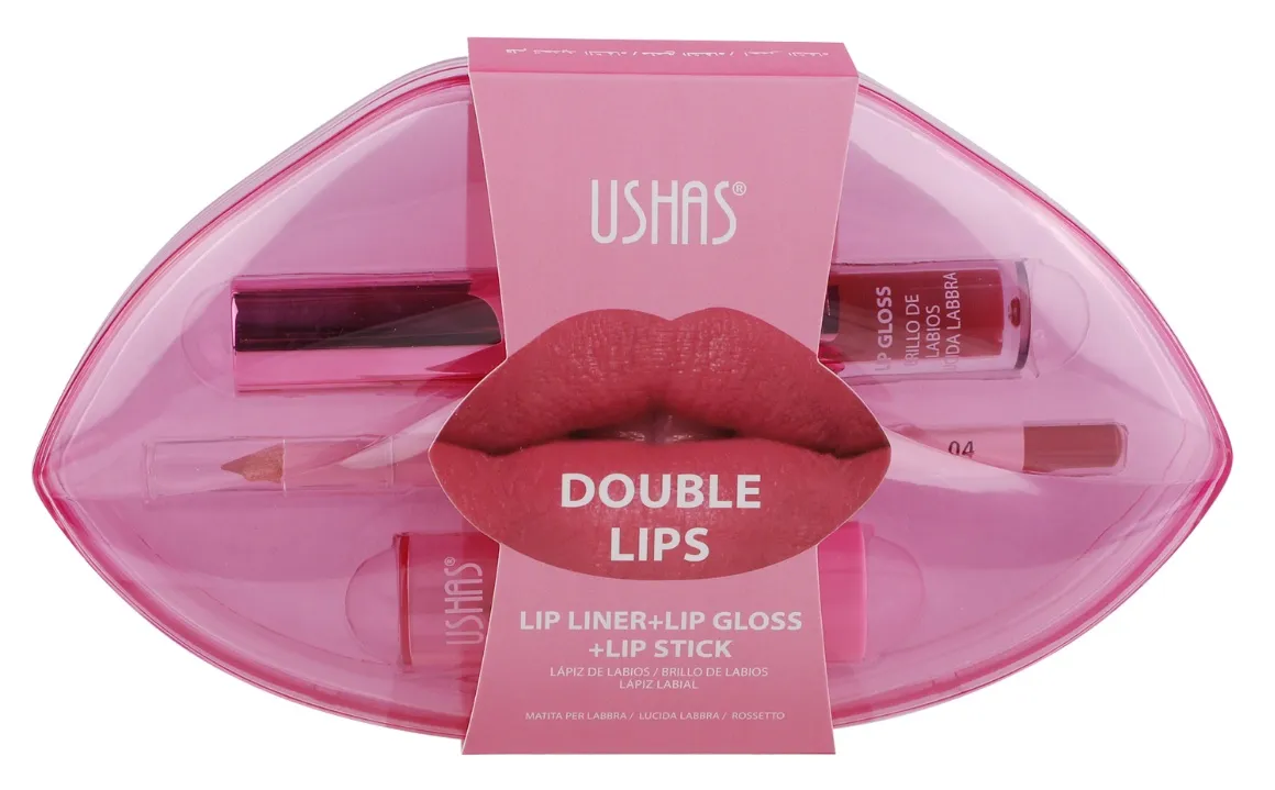 USHAS Zestaw do ust Double Lips różowy komplet 3 elementy
