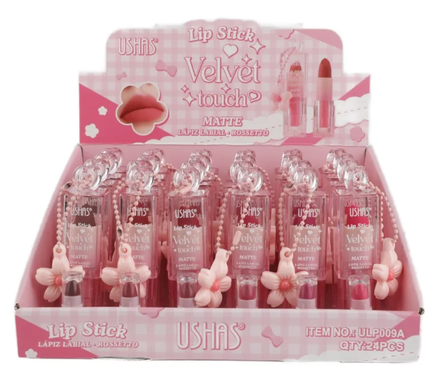 Ushas Velvet Touch Matte pomadka do ust z zawieszką motyl różowa