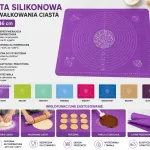 Mata silikonowa do wałkowania ciasta 38x46 cm fioletowa