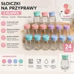 Słoiczek na przyprawy z klapką, szkło i PP, mix kolorów pastelowych