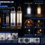 Lampka Kempingowa LED SJ-013 szara z hakiem i statywem USB-C