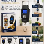 Waga elektroniczna wisząca 50 kg z hakiem i LCD czarna
