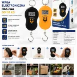 Elektroniczna waga hakowa 50 kg z podświetleniem LED czarna i pomarańczowa