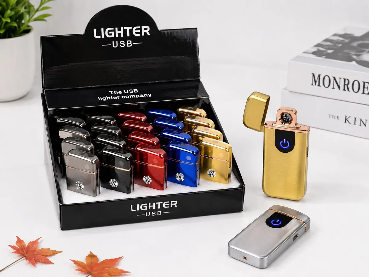 Zapalniczka elektryczna USB metalowa z podwójną spiralą kolorowa