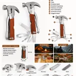 Multitool Młotek 12w1 Narzędzie Wielofunkcyjne z Drewnianą Rączką