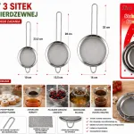 Zestaw 3 Sitek Kuchennych ze Stali Nierdzewnej 10-16 cm