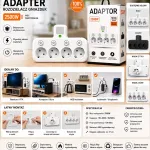 Adapter rozdzielacz gniazdek 4 gniazda biały 2500W z wyłącznikami