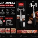 Tłuczek do mięsa dwustronny stal nierdzewna 22 cm czarny uchwyt