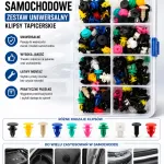 Zestaw Spinek Samochodowych Klipsy Mocujące do Tapicerki i Zderzaków Uniwersalne