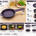 Składane Sitko Kuchenne Silikonowe Granatowe 43 cm z Rączką