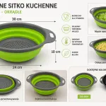 Składany durszlak silikonowy okrągły zielono-szary 30 cm