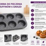 Forma do pieczenia muffinek 6 gniazd szara marmurkowa stal węglowa