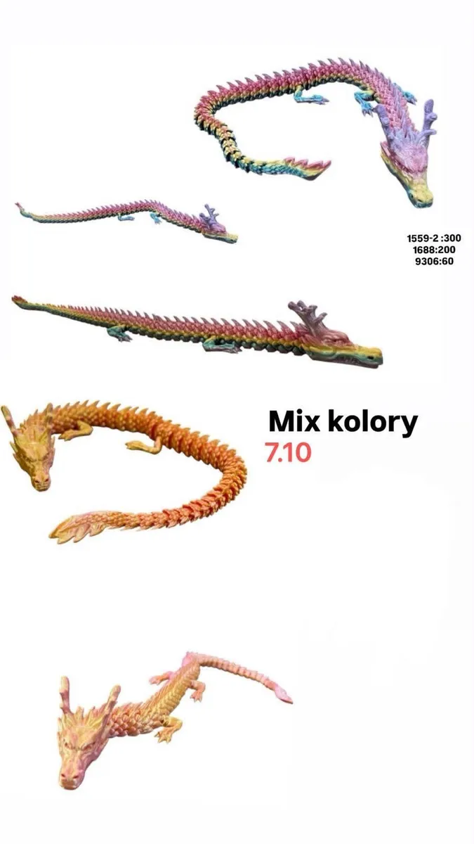 Figurka Smoka 45cm Mix Kolorów Plastikowa