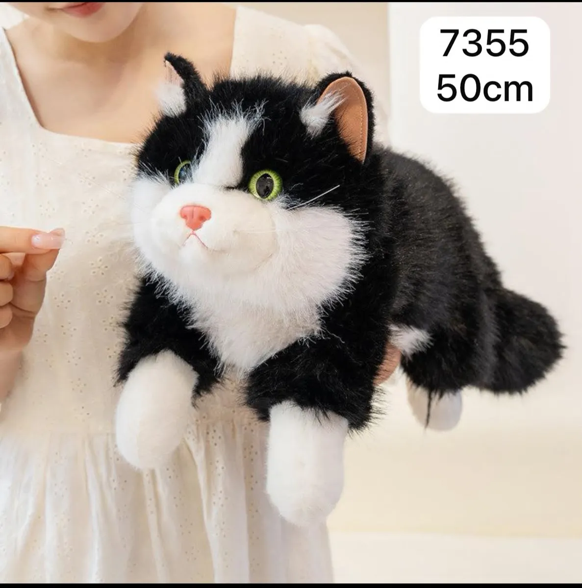 Pluszowy kot czarno-biały 50 cm miękki i realistyczny