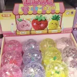 Zestaw 12 sztuk kolorowych slime owocowy Peach Strawberry Pineapple