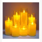 Świeca LED w szklanym cylindrze 7,5x15 cm żółta imitacja płomienia