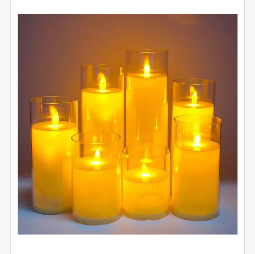 Świeca LED w szklanym cylindrze 7,5x12,5 cm żółta imitacja płomienia