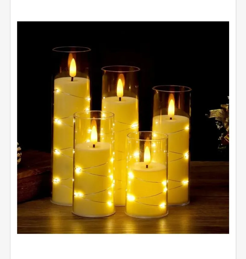 Świeca LED dekoracyjna 5,5x17,5 cm z lampkami LED