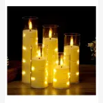 Świeca LED dekoracyjna 5,5x15 cm z lampkami LED ciepły żółty