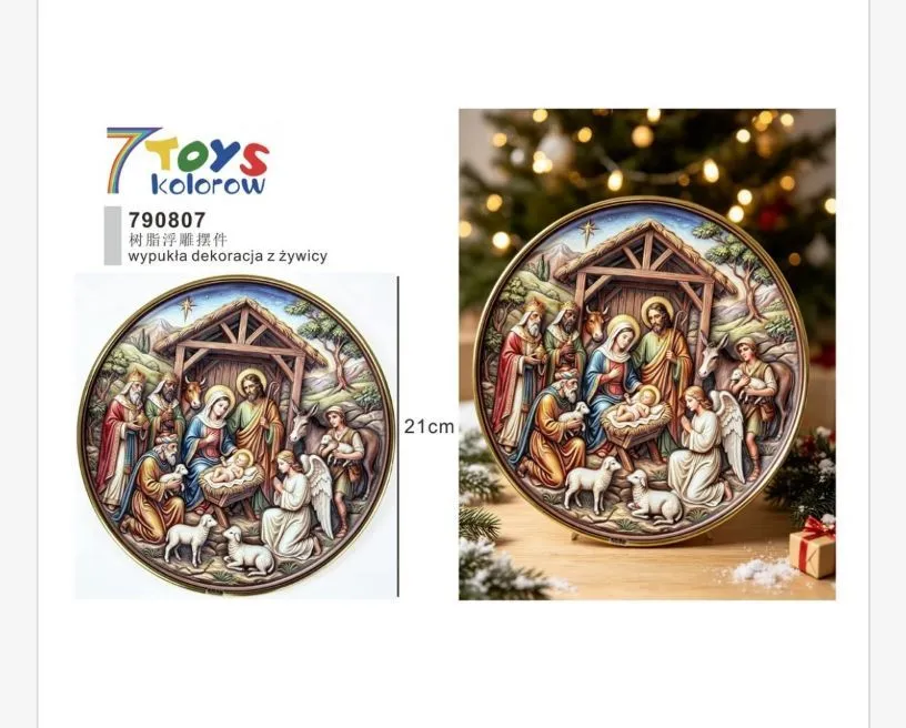 Dekoracja Bożonarodzeniowa z żywicy 21 cm kolorowa