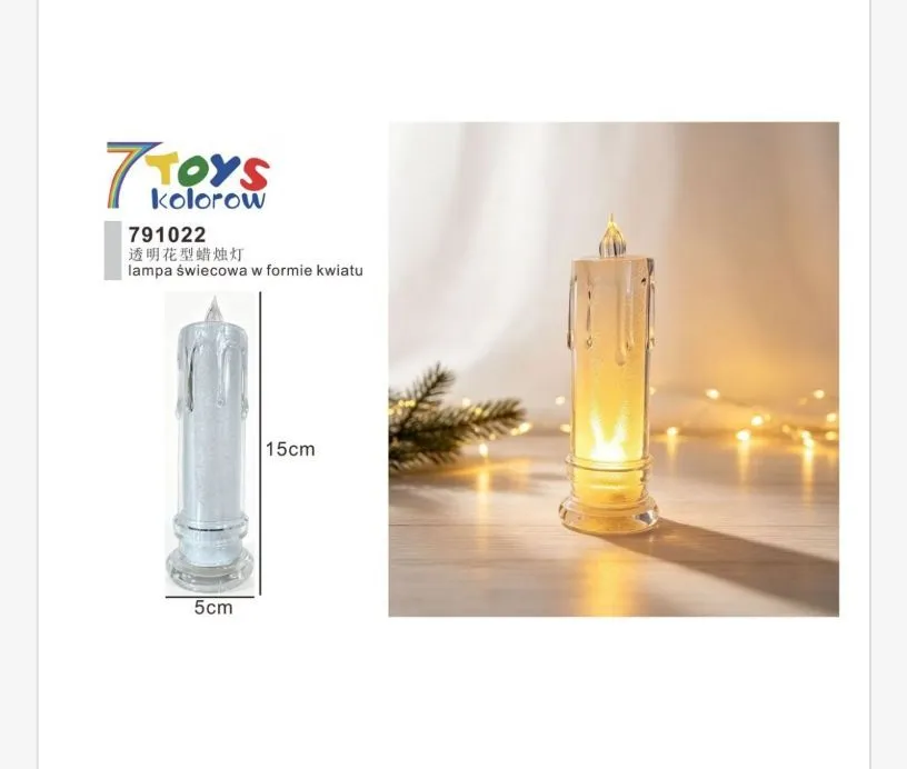 Lampa świecowa w formie kwiatu transparentna 15x5 cm