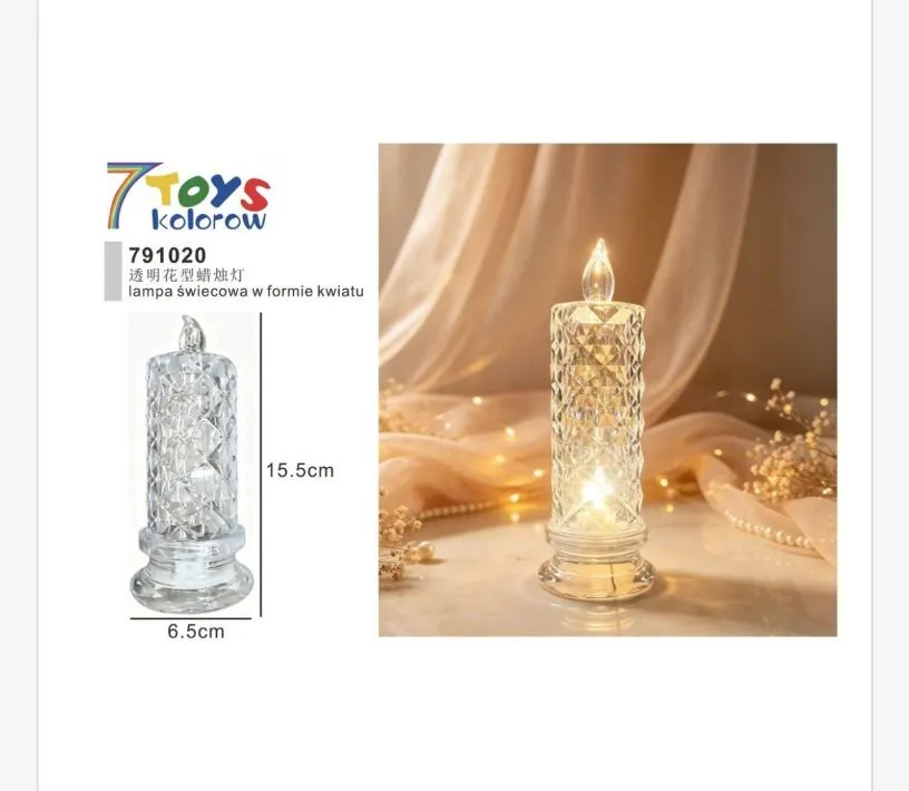Lampa świecowa w formie kwiatu przezroczysta 15,5x6,5 cm