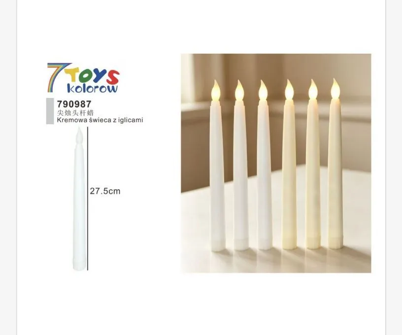 Kremowe Świece LED 27,5 cm z Iglikami 7 TOYS Kolorów