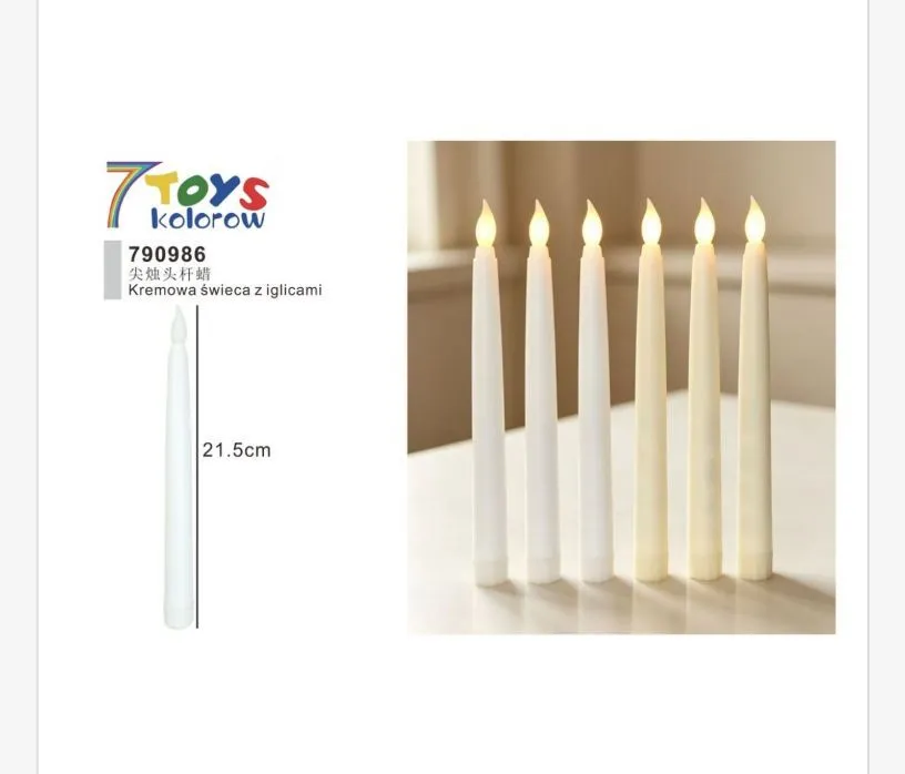 Kremowa świeca LED z iglicami 21,5 cm 7 Toys kolorowa