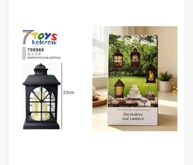 Latarnia LED dekoracyjna czarna 23 cm 7 Toys Kolorów