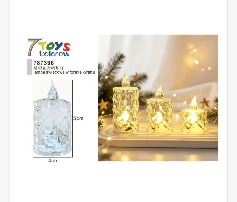 Lampka świecowa LED w formie kwiatu przezroczysta 5x4 cm
