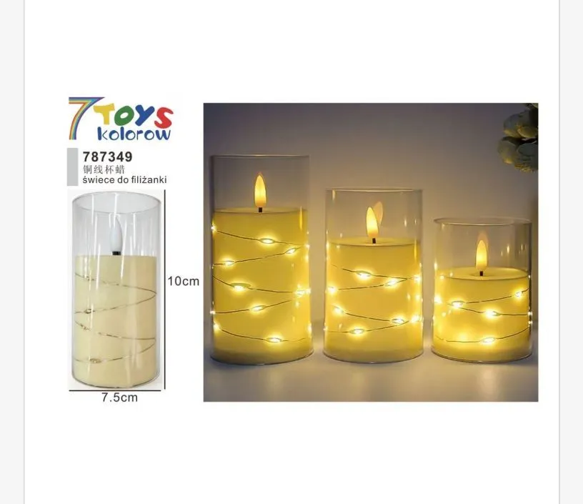 Świeca LED do filiżanki z dekoracyjnym oplotem 7,5x10 cm