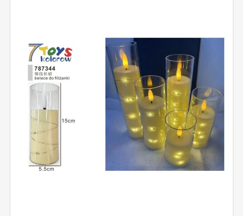 Świeca LED w szklanym cylindrze 15x5,5 cm z efektem płomienia