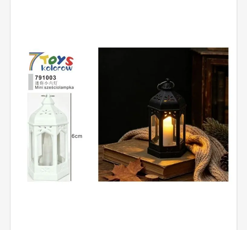 Mini sześciokątna lampka dekoracyjna 6 cm czarna metalowa